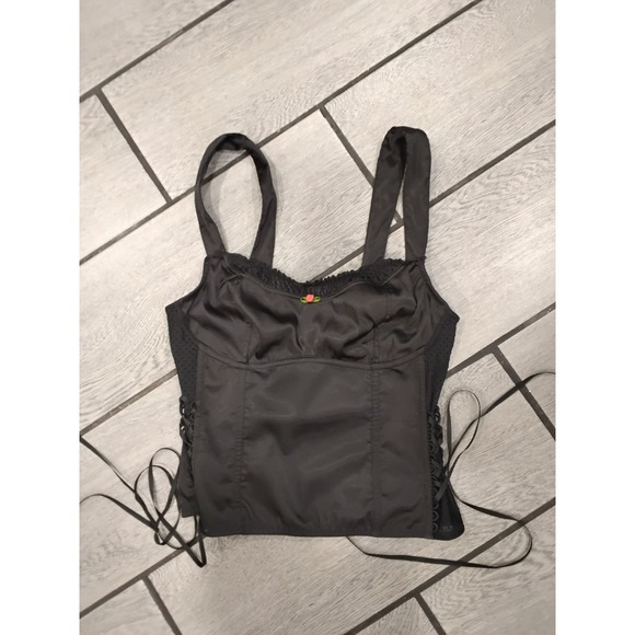 Urban Outfitters Black Corset Top Lace Up Side Sweetheart Neckline - Picture 2 of 5